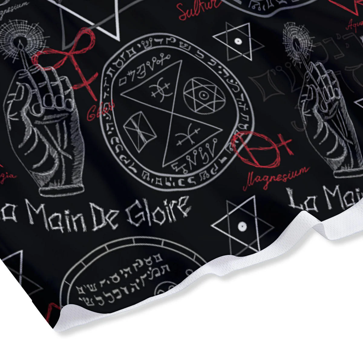 Black Magic Witch Hand Of Glory Print Mesh Shorts - Image 4