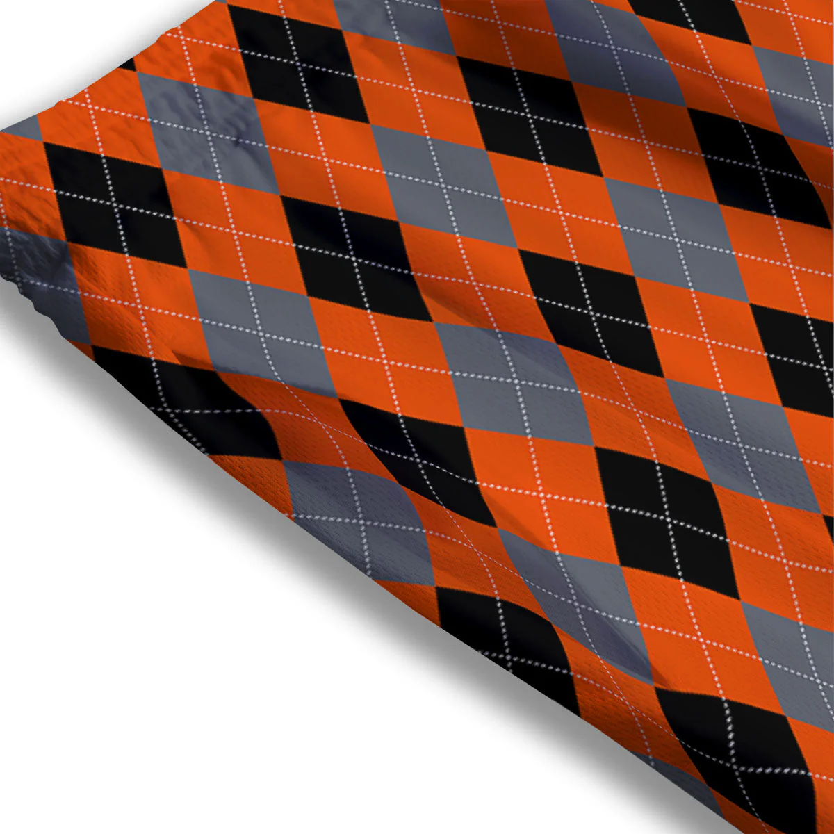 Black Orange And Grey Argyle Print Pattern Mesh Shorts - Image 3