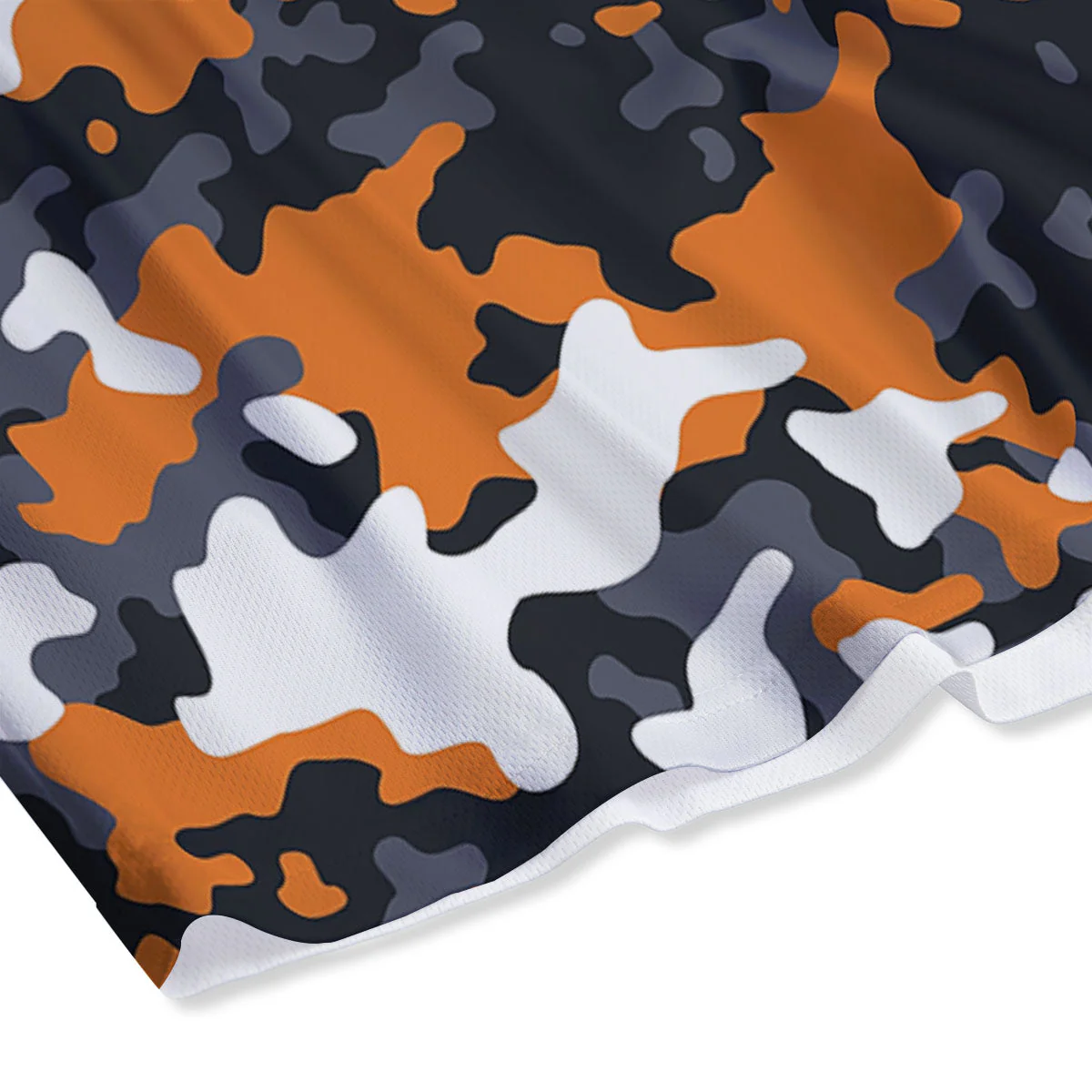 Black Orange And Grey Camouflage Print Mesh Shorts - Image 4
