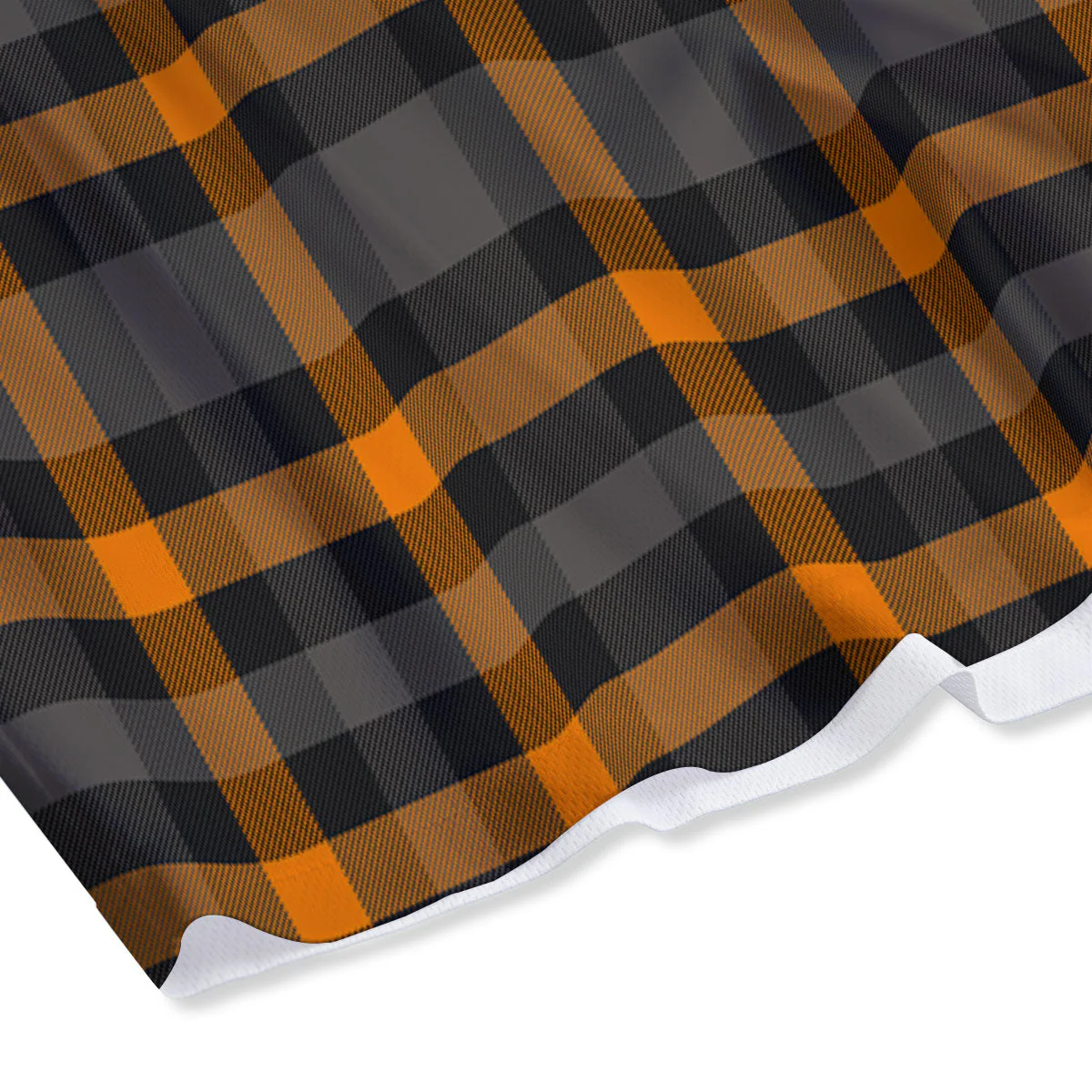 Black Orange And Grey Plaid Print Pattern Mesh Shorts - Image 4