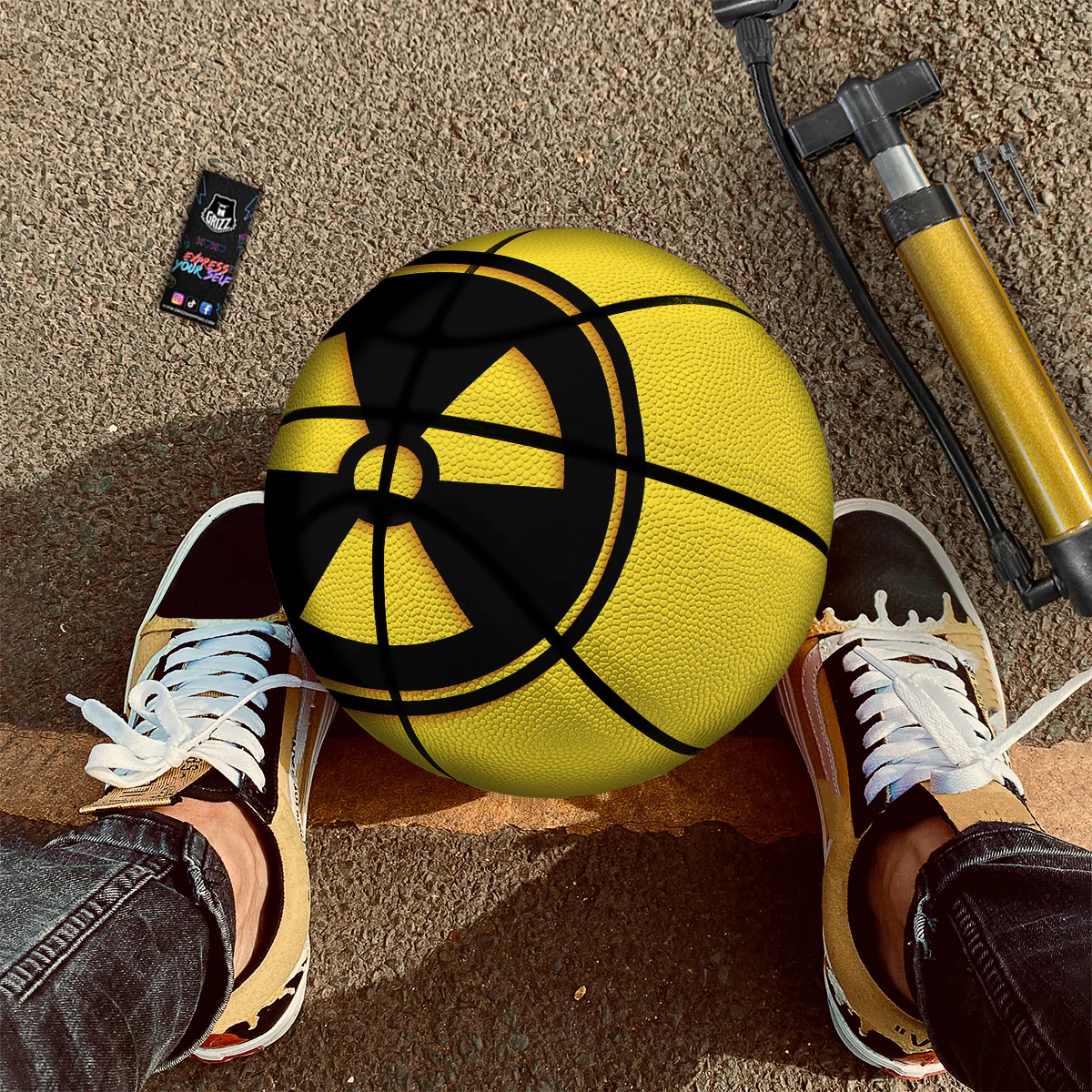 Black Radioactive On Yellow Print Basketball - Image 2