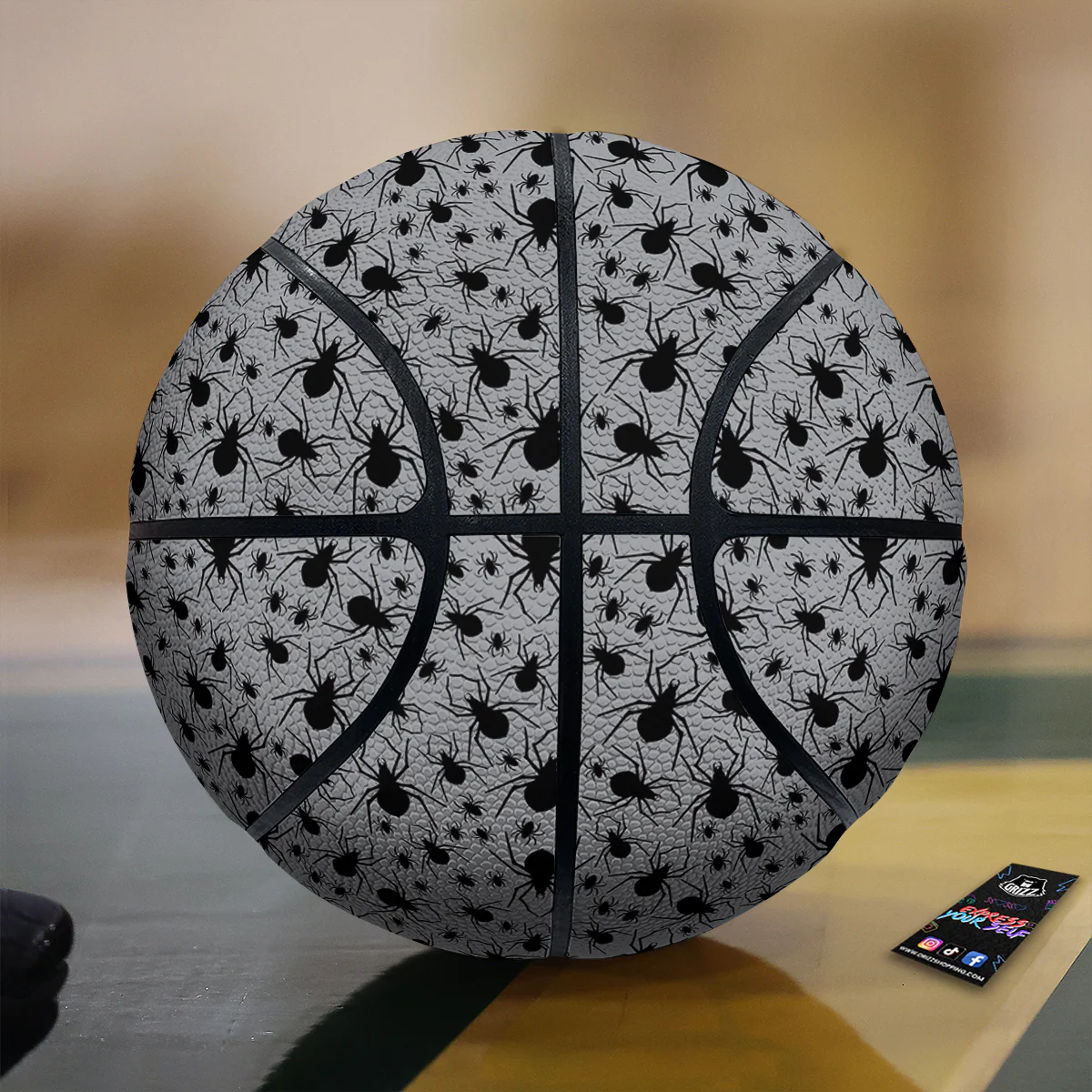 Black Spider And Grey Print Pattern Basketball