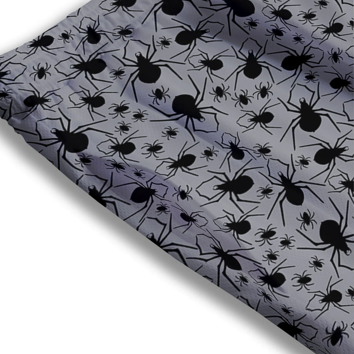 Black Spider And Grey Print Pattern Mesh Shorts - Image 3