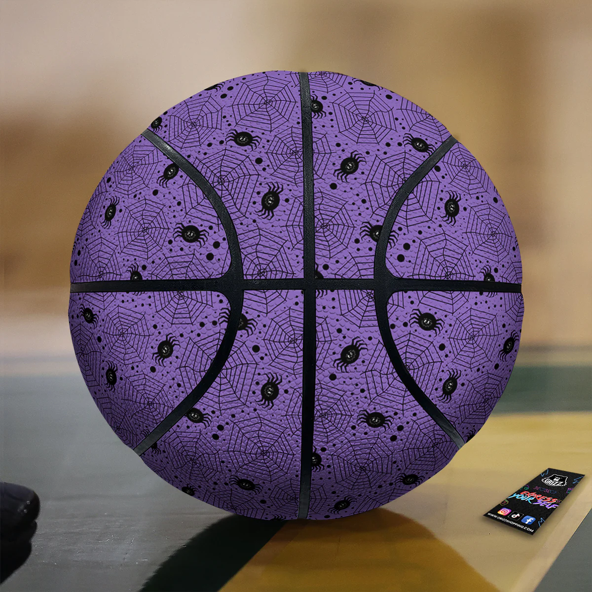 Black Spider And Purple Print Pattern Basketball