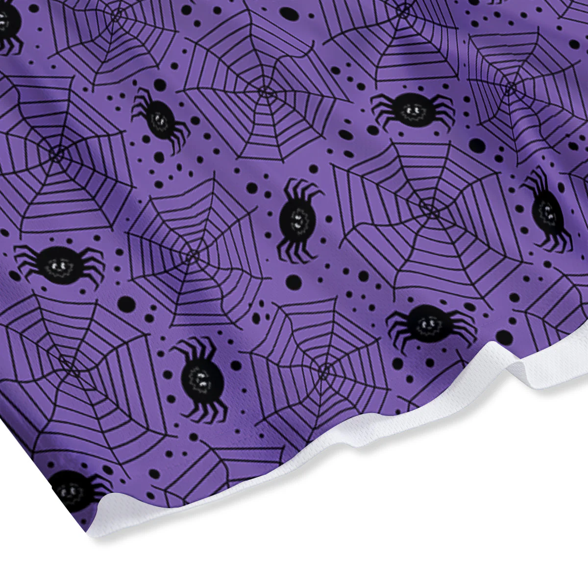 Black Spider And Purple Print Pattern Mesh Shorts - Image 4