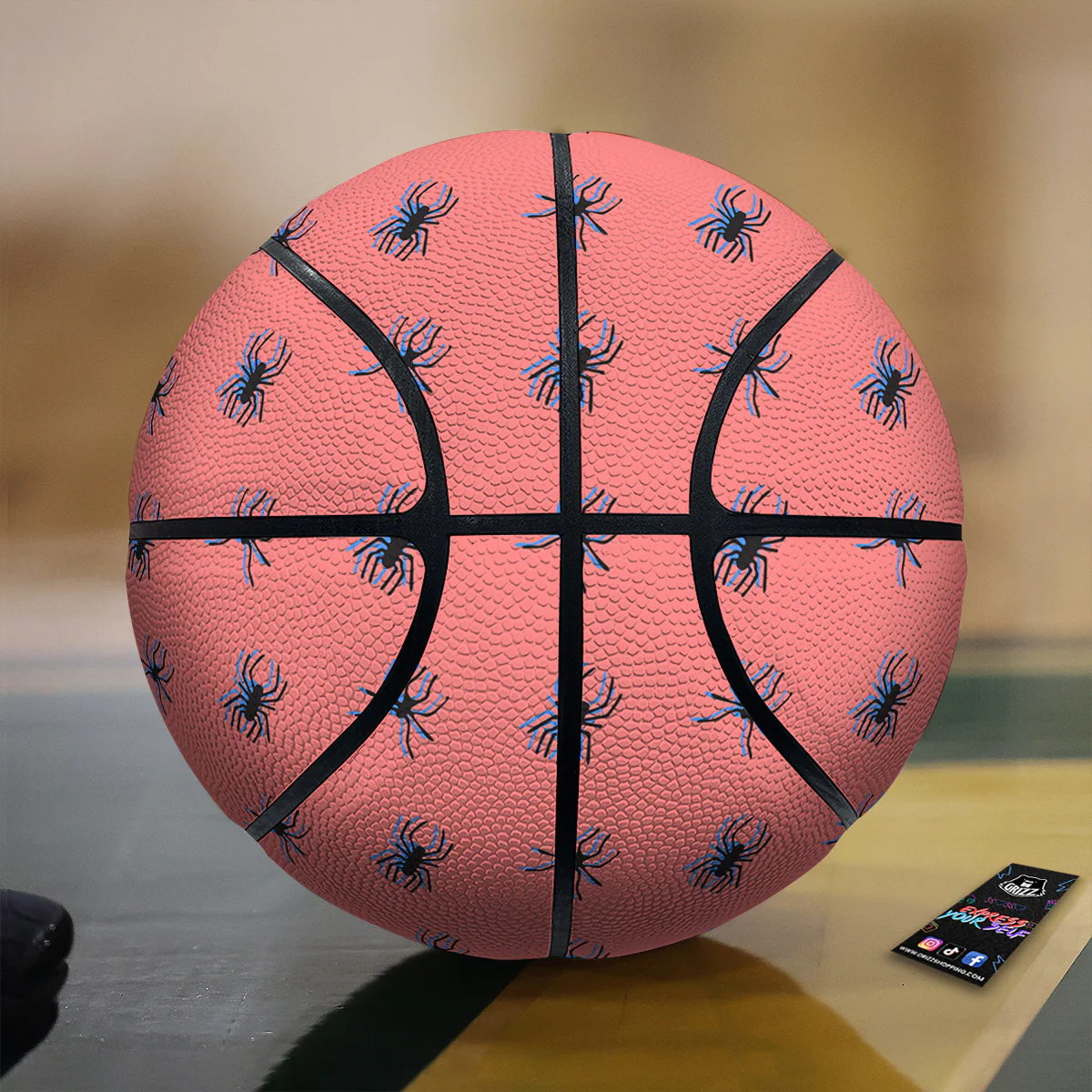 Black Spider Pink Print Pattern Basketball
