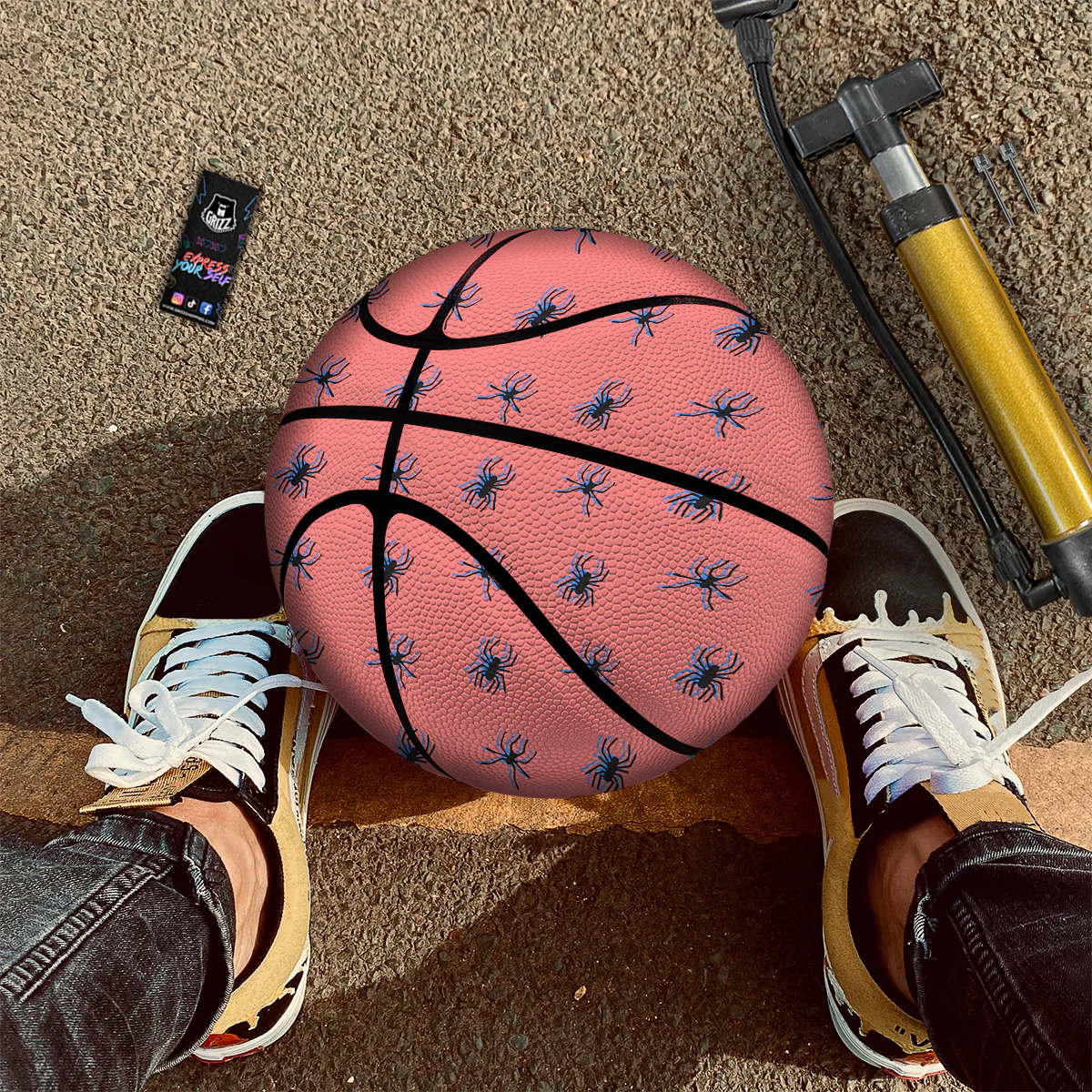 Black Spider Pink Print Pattern Basketball - Image 2
