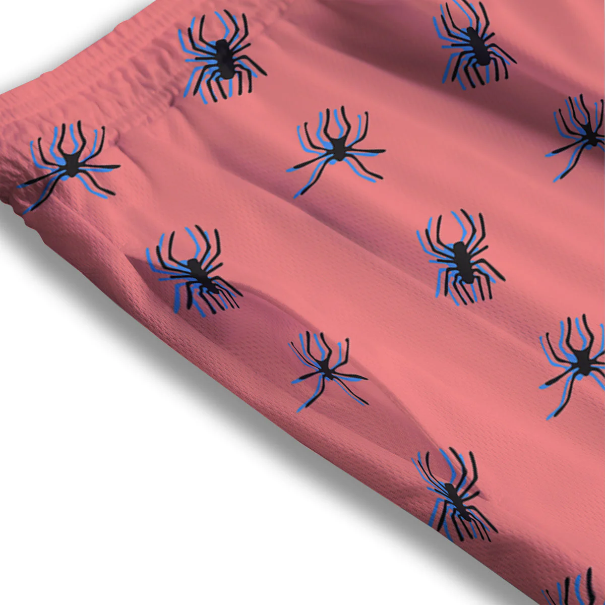 Black Spider Pink Print Pattern Mesh Shorts - Image 3