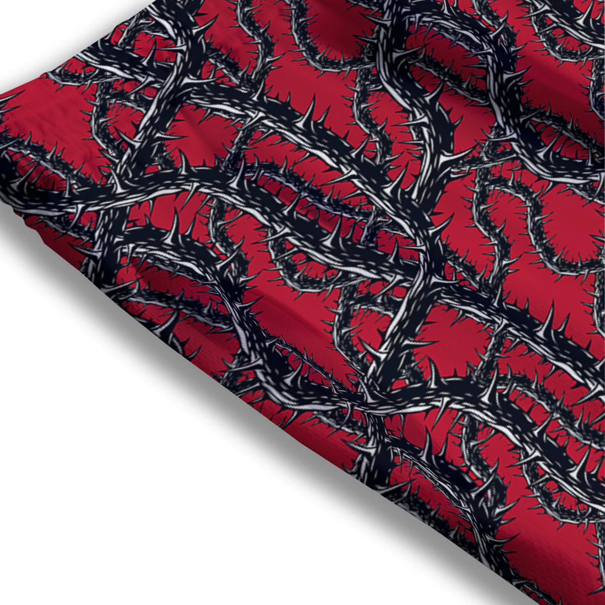 Black Thorns Horror Print Pattern Mesh Shorts - Image 3