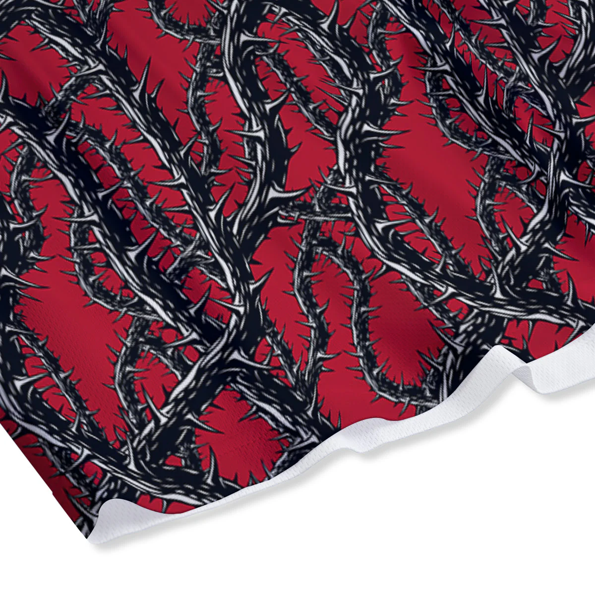 Black Thorns Horror Print Pattern Mesh Shorts - Image 4