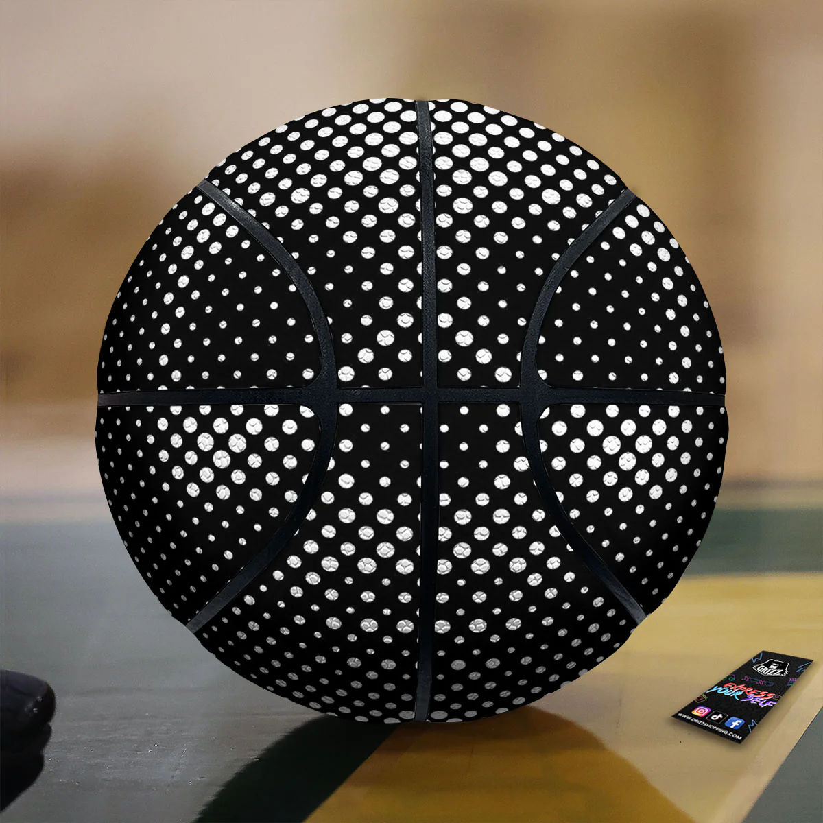 Black White Polka Dots Skull Print Basketball