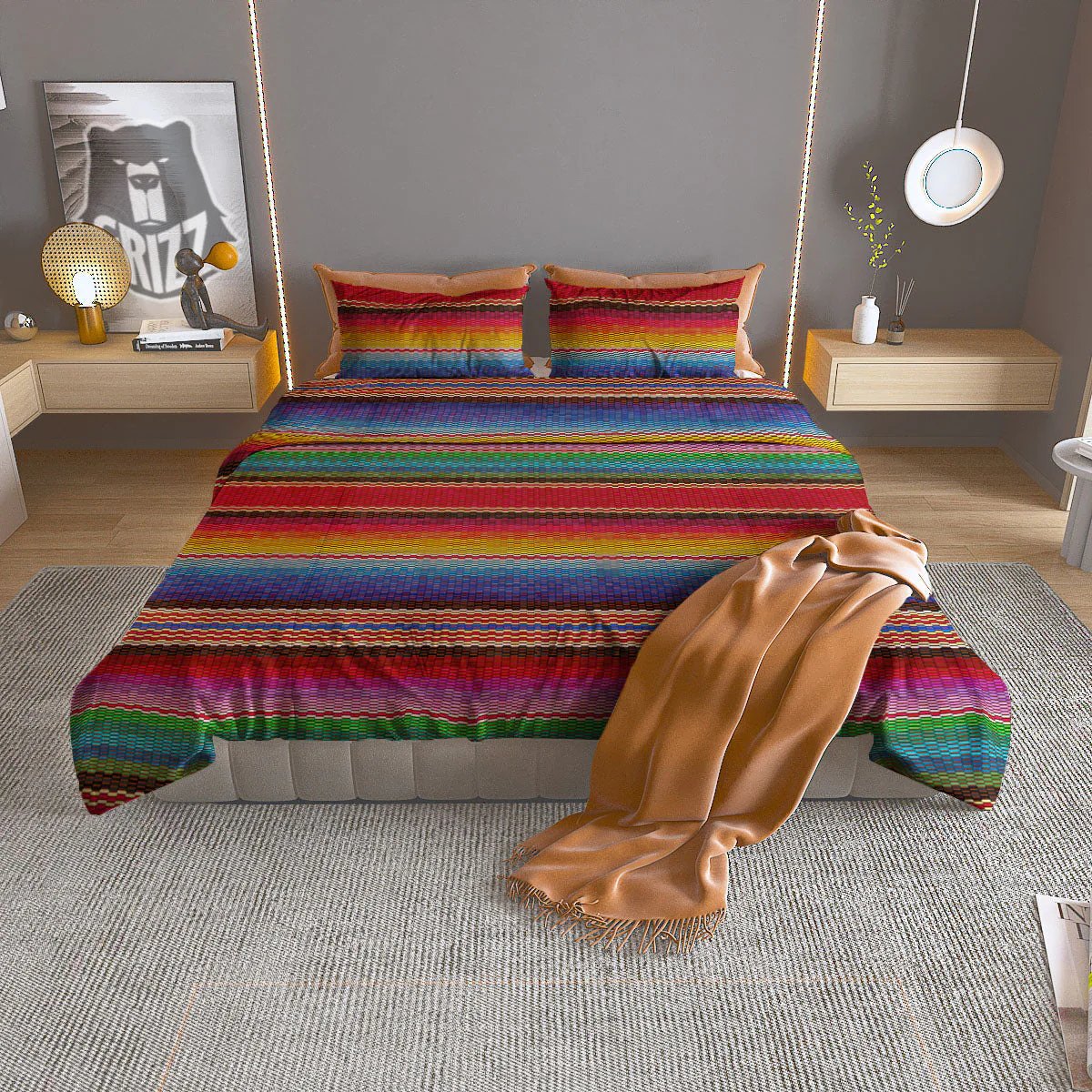 Blanket Mexican Colorful Print Pattern Duvet Cover Bedding Set