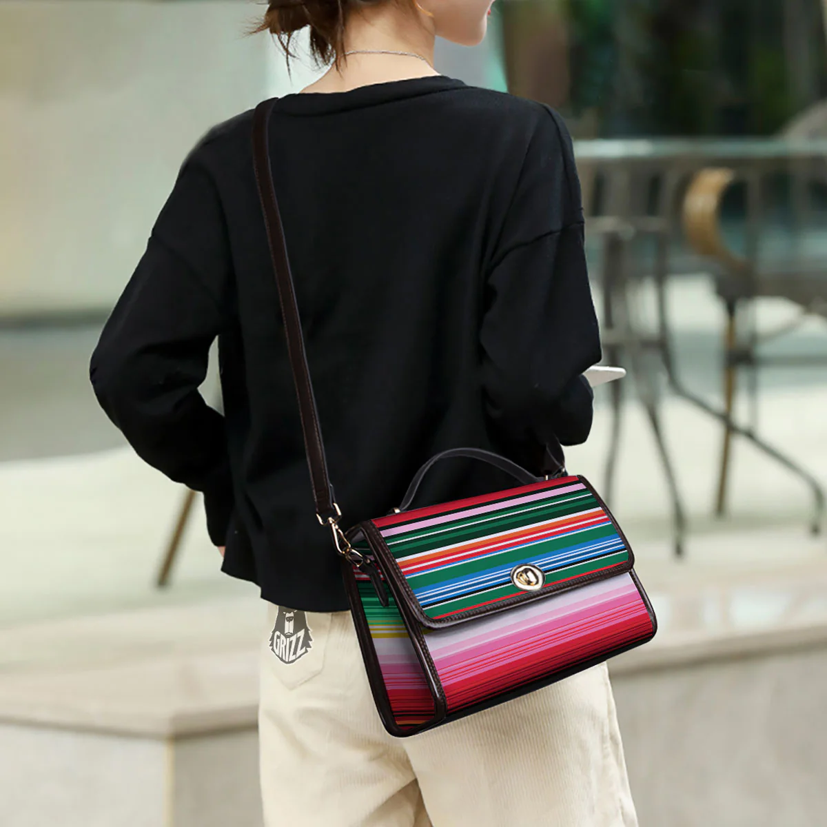 Blanket Mexican Serape Print Pattern Women's Satchel Bag - Image 3
