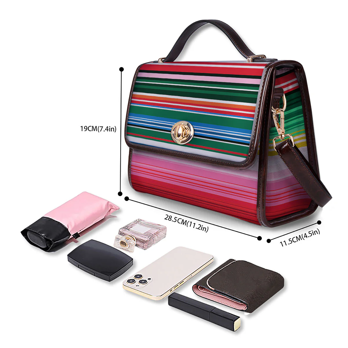 Blanket Mexican Serape Print Pattern Women's Satchel Bag - Image 4