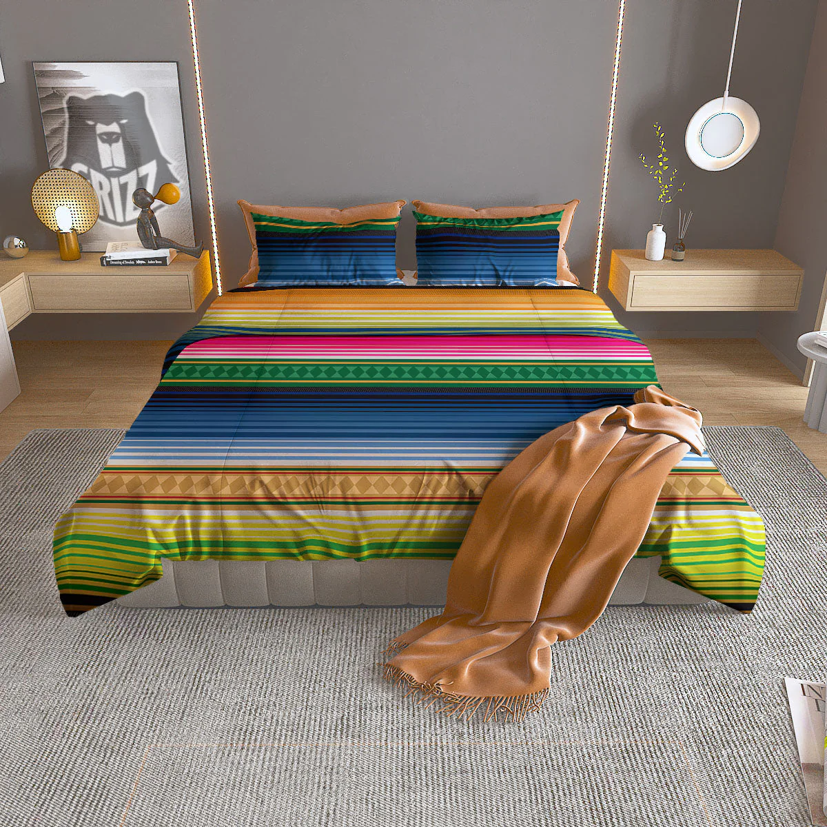 Blanket Mexican Striped Print Pattern Duvet Cover Bedding Set