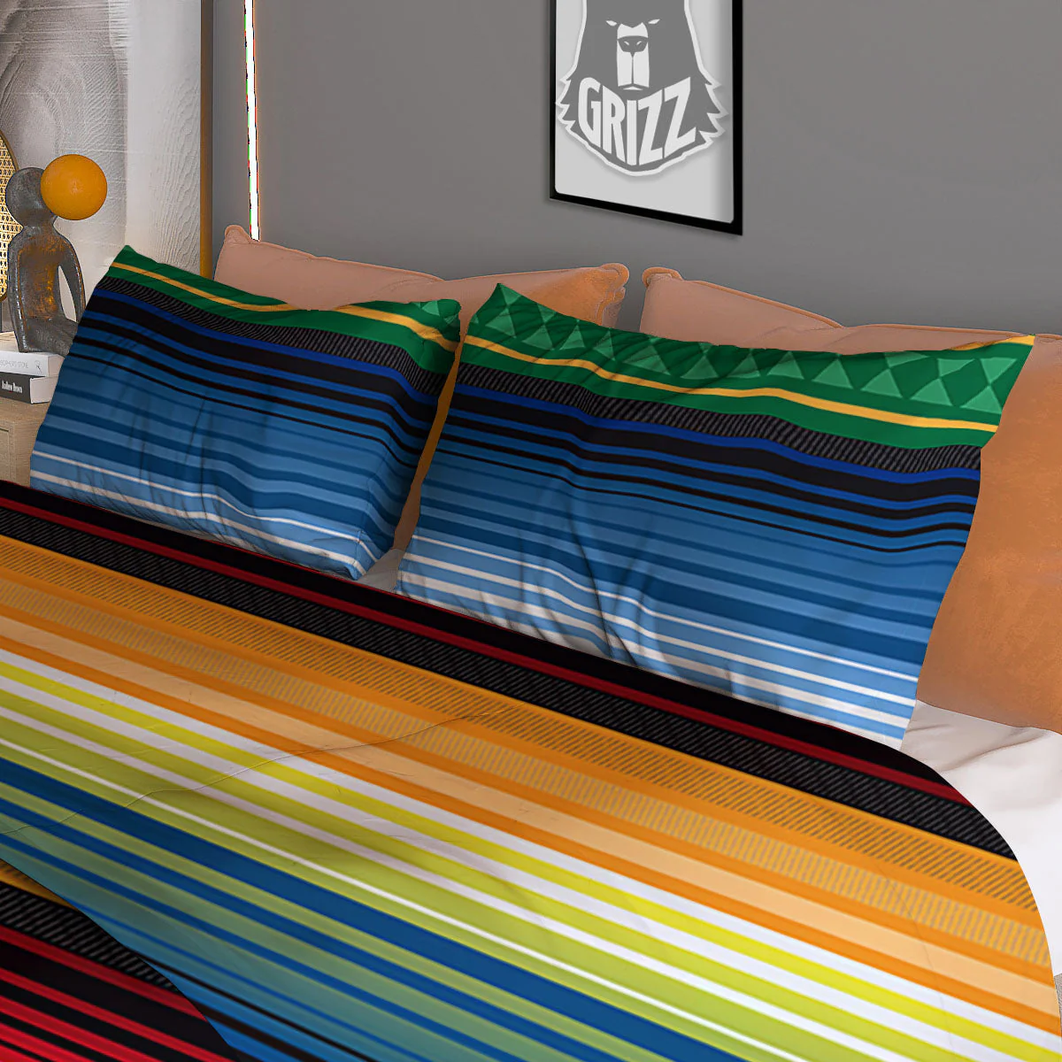 Blanket Mexican Striped Print Pattern Duvet Cover Bedding Set - Image 3