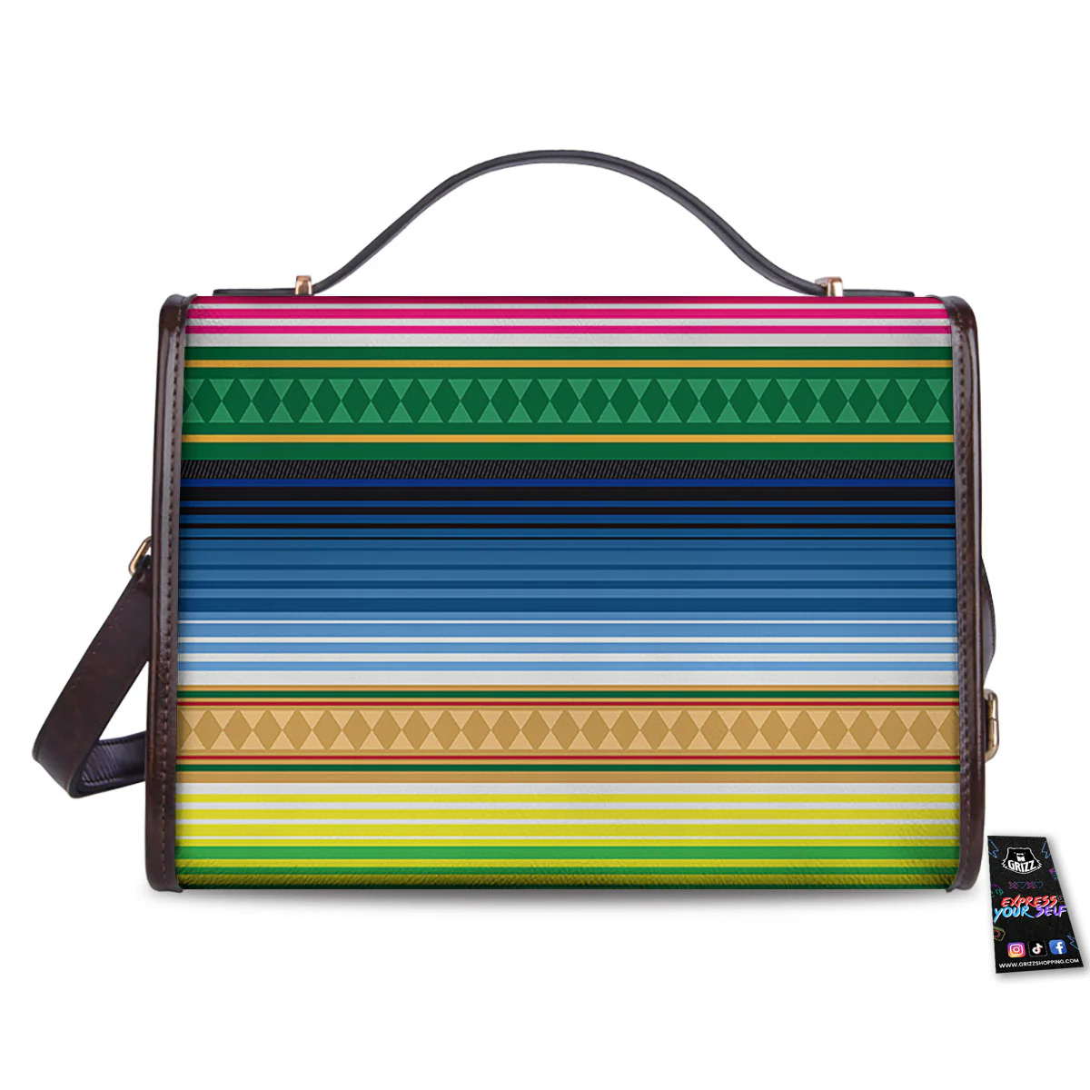Blanket Mexican Striped Print Pattern Women's Satchel Bag - Image 2