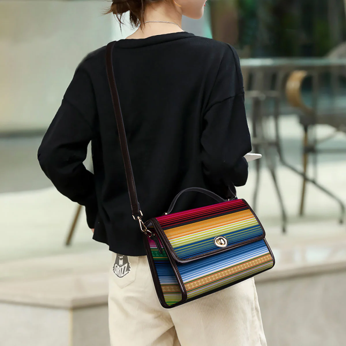Blanket Mexican Striped Print Pattern Women's Satchel Bag - Image 3
