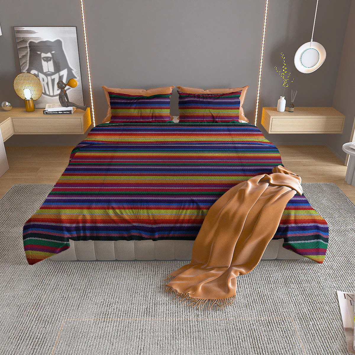Blanket Stripe Colorful Mexican Print Duvet Cover Bedding Set