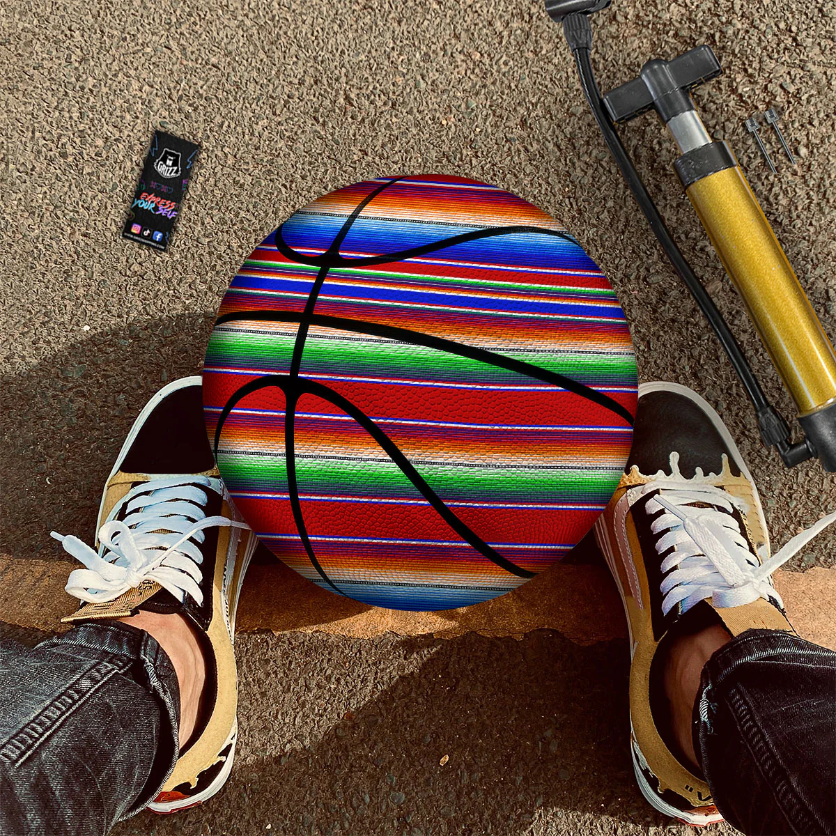 Blanket Stripe Ethnic Mexican Print Basketball - Image 2