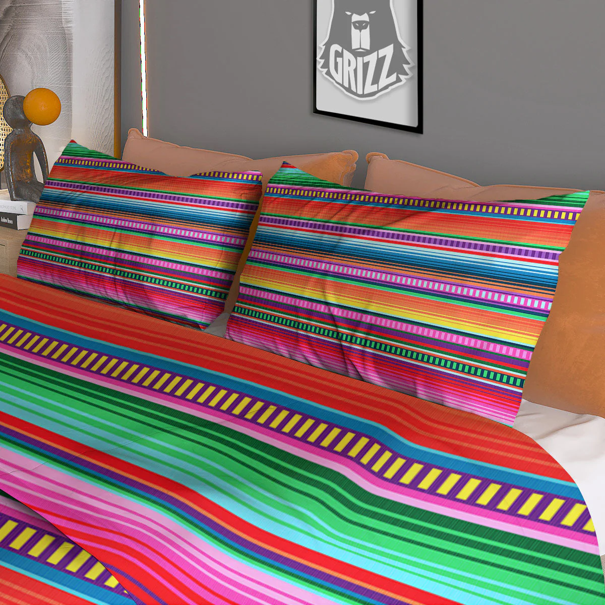 Blanket Stripe Ethnic Serape Print Duvet Cover Bedding Set - Image 3