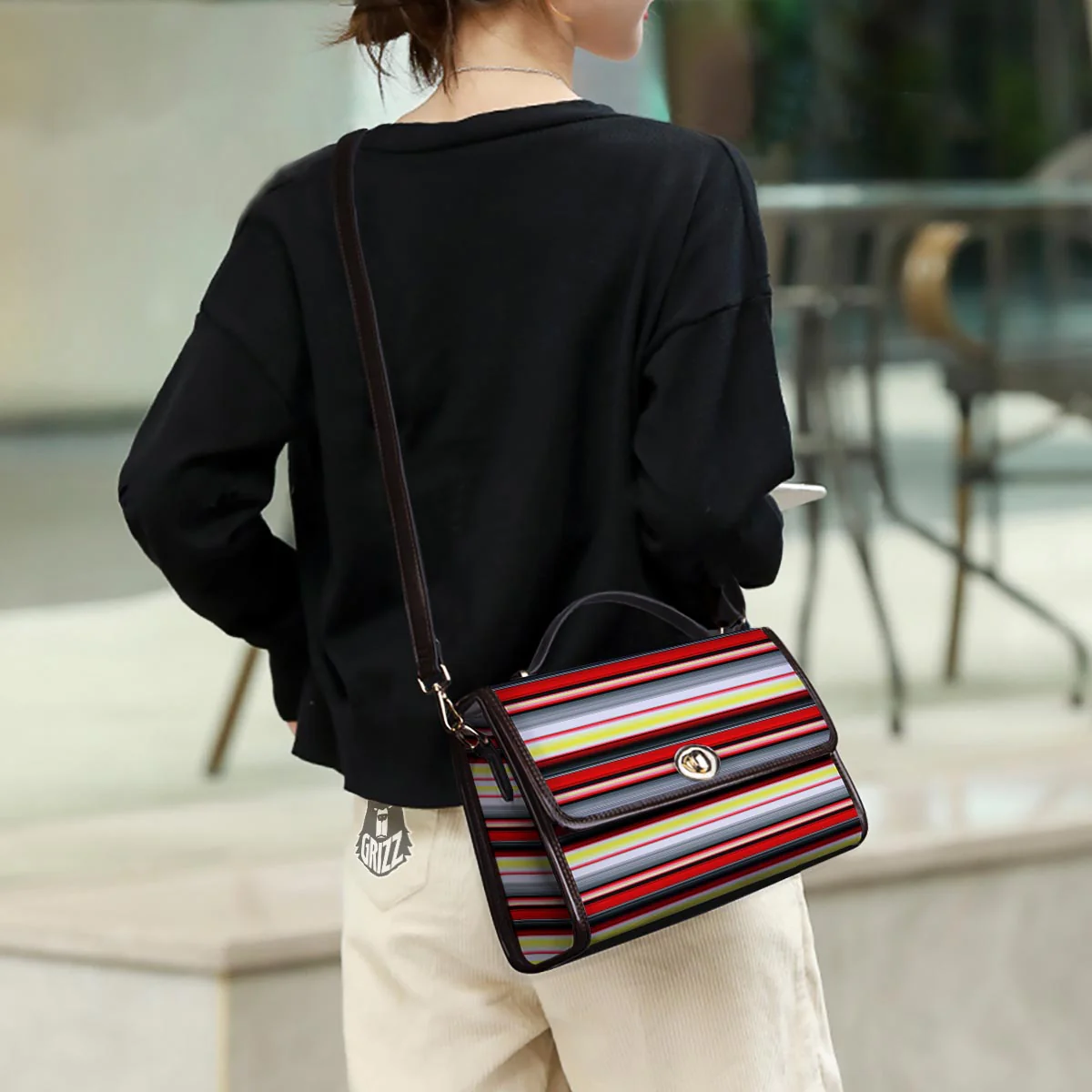 Blanket Stripe Tribal Serape Print Pattern Women's Satchel Bag - Image 3