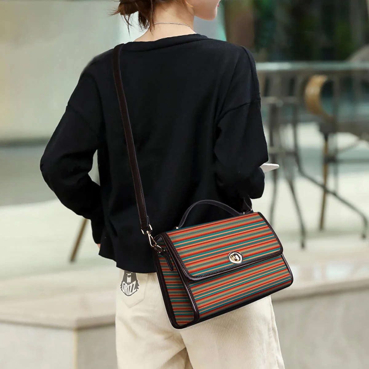 Blanket Tribal Serape Print Pattern Women's Satchel Bag - Image 3