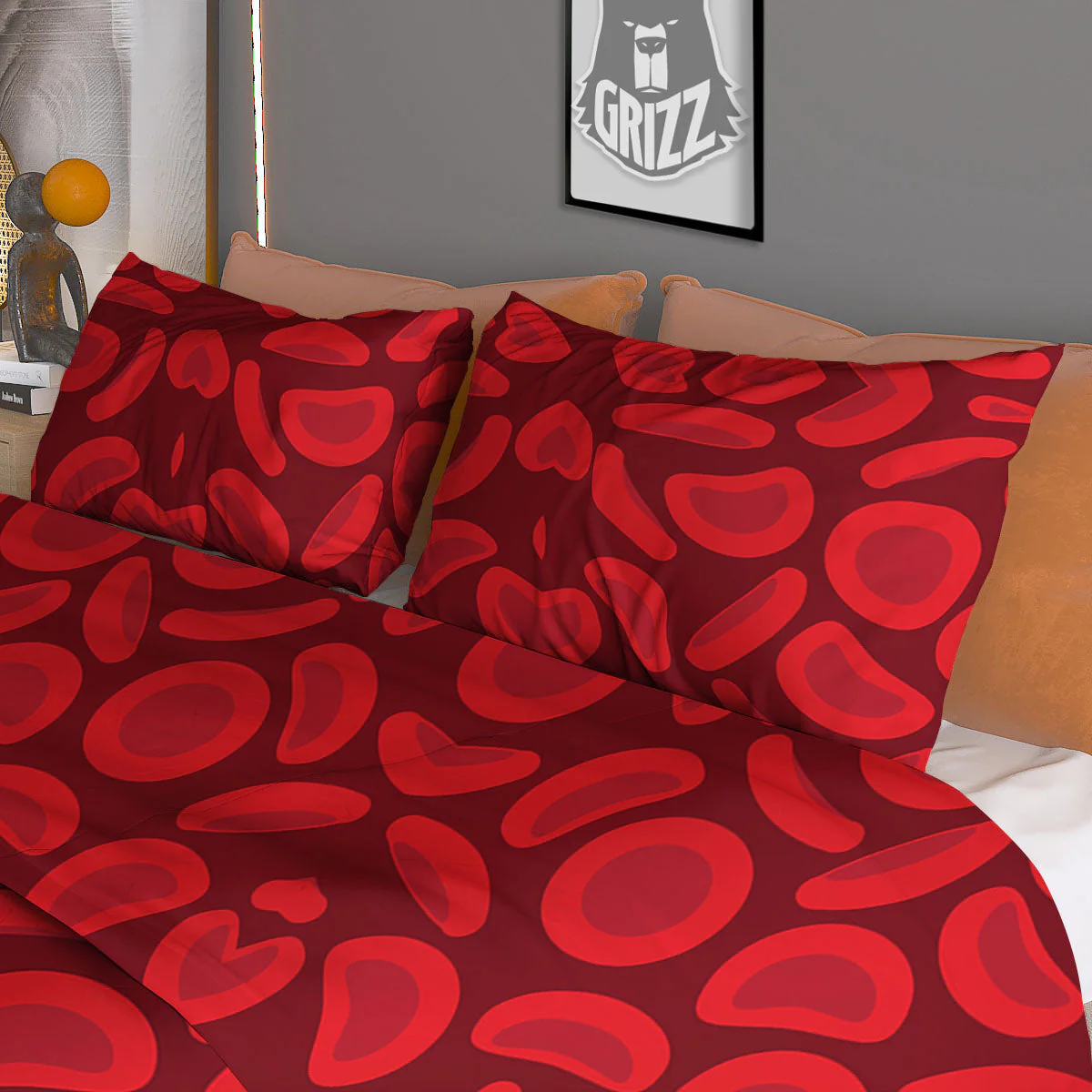 Blood Cells Red Print Pattern Duvet Cover Bedding Set - Image 3