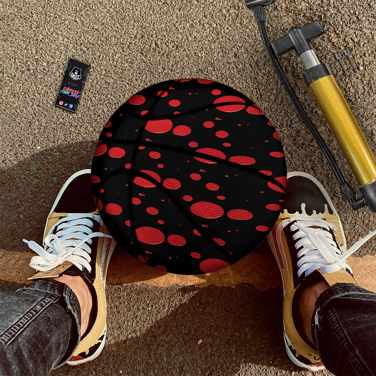 Blood Drop Red Print Pattern Basketball - Image 2