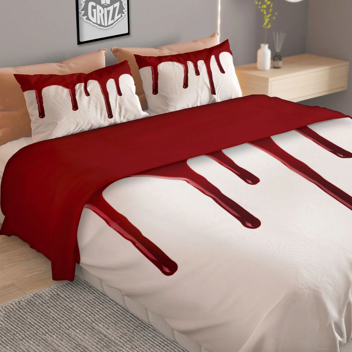 Blood Flowing Red Print Duvet Cover Bedding Set - Image 2