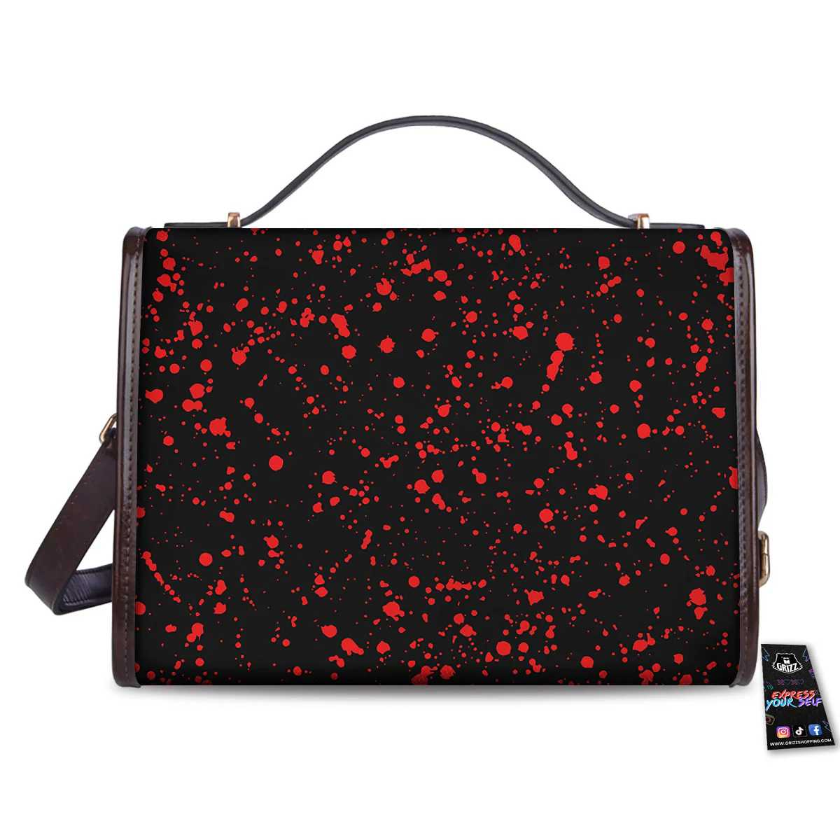 Blood Red Print Pattern Women's Satchel Bag - Image 2