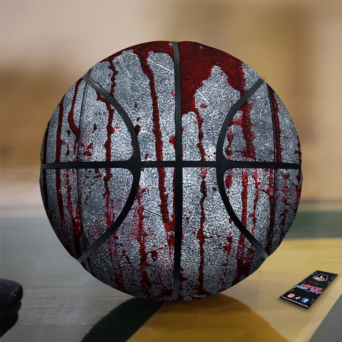 Bloody Metal Wall Print Basketball