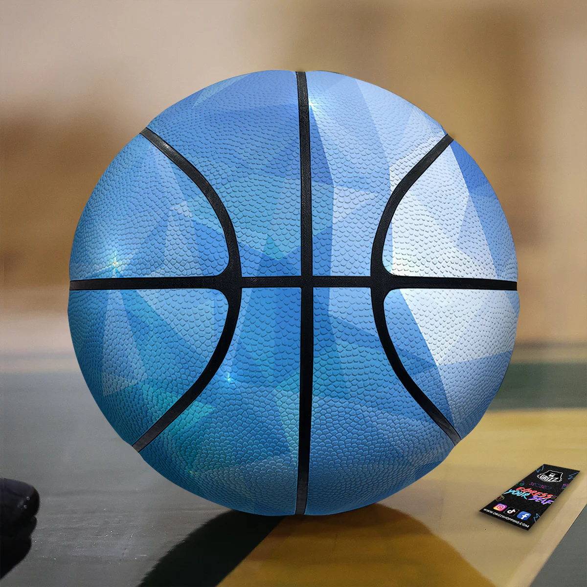 Blue Abstract Shining Ice Print Basketball