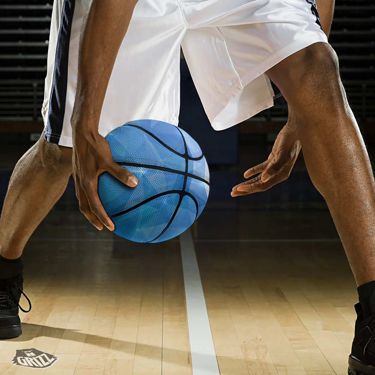 Blue Abstract Shining Ice Print Basketball - Image 3