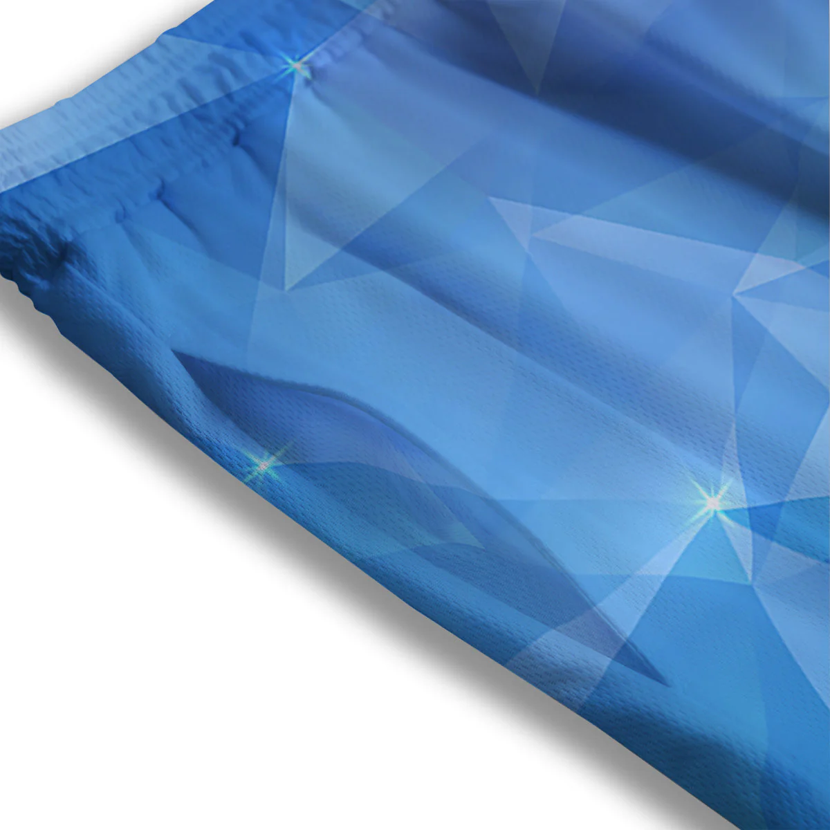 Blue Abstract Shining Ice Print Mesh Shorts - Image 3