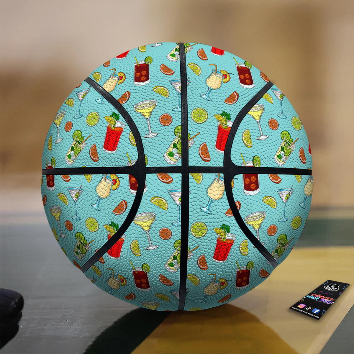 Blue And Cocktail Print Pattern Basketball