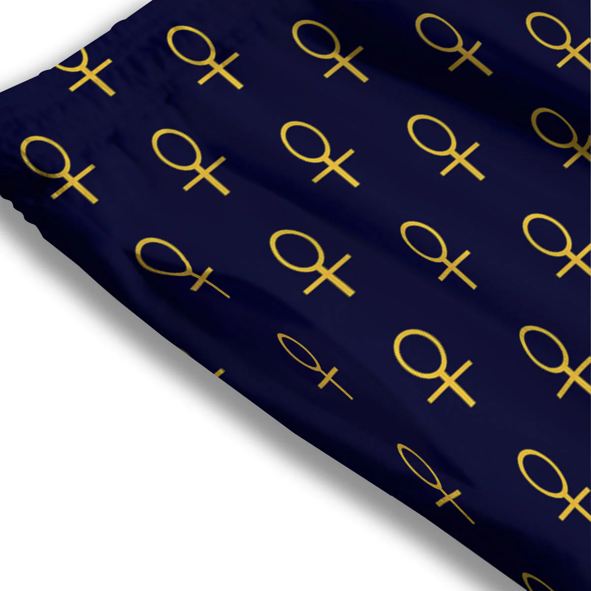 Blue And Gold Ankh Print Pattern Mesh Shorts - Image 3