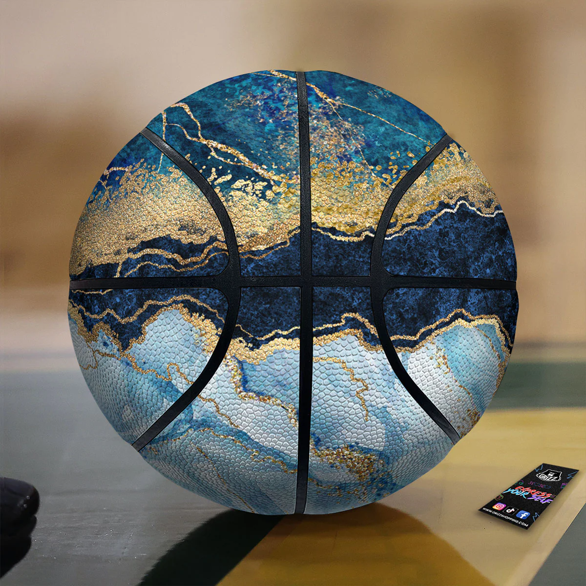 Blue And Gold Marble Print Basketball