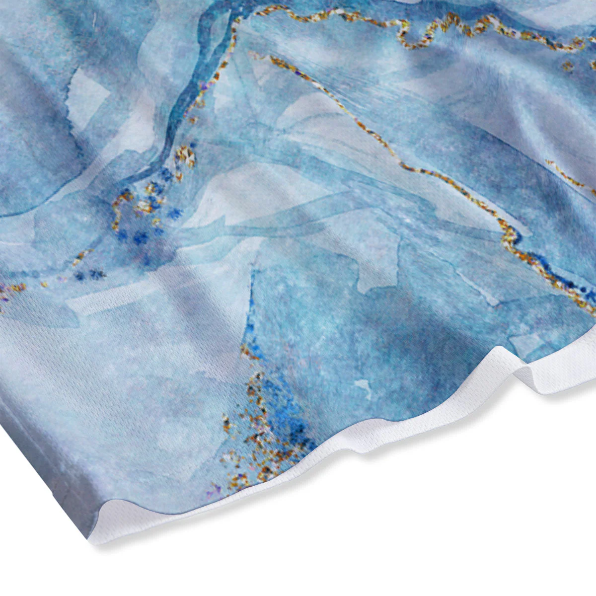 Blue And Gold Marble Print Mesh Shorts - Image 4