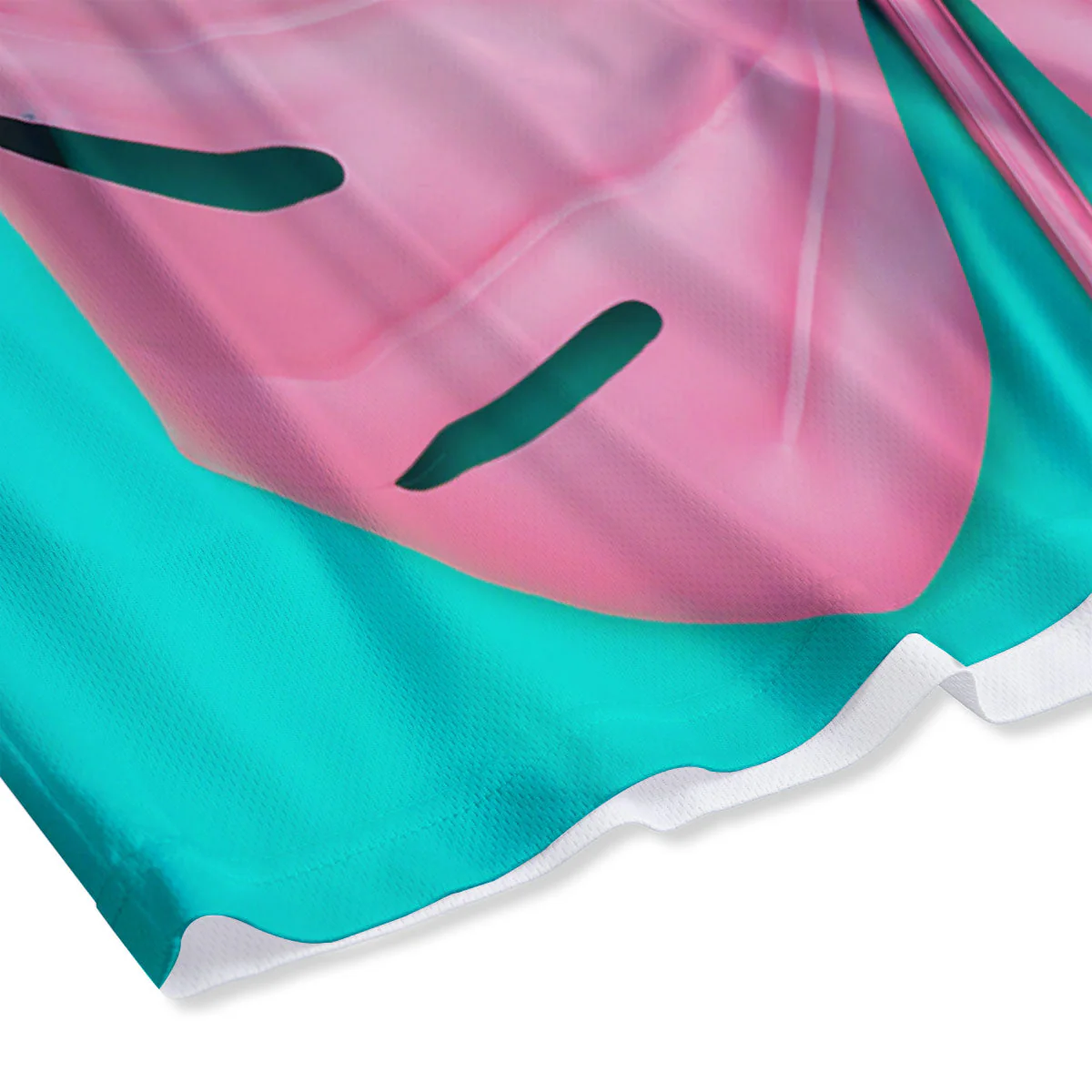 Blue And Pink Tropical Palm Leaf Print Mesh Shorts - Image 4