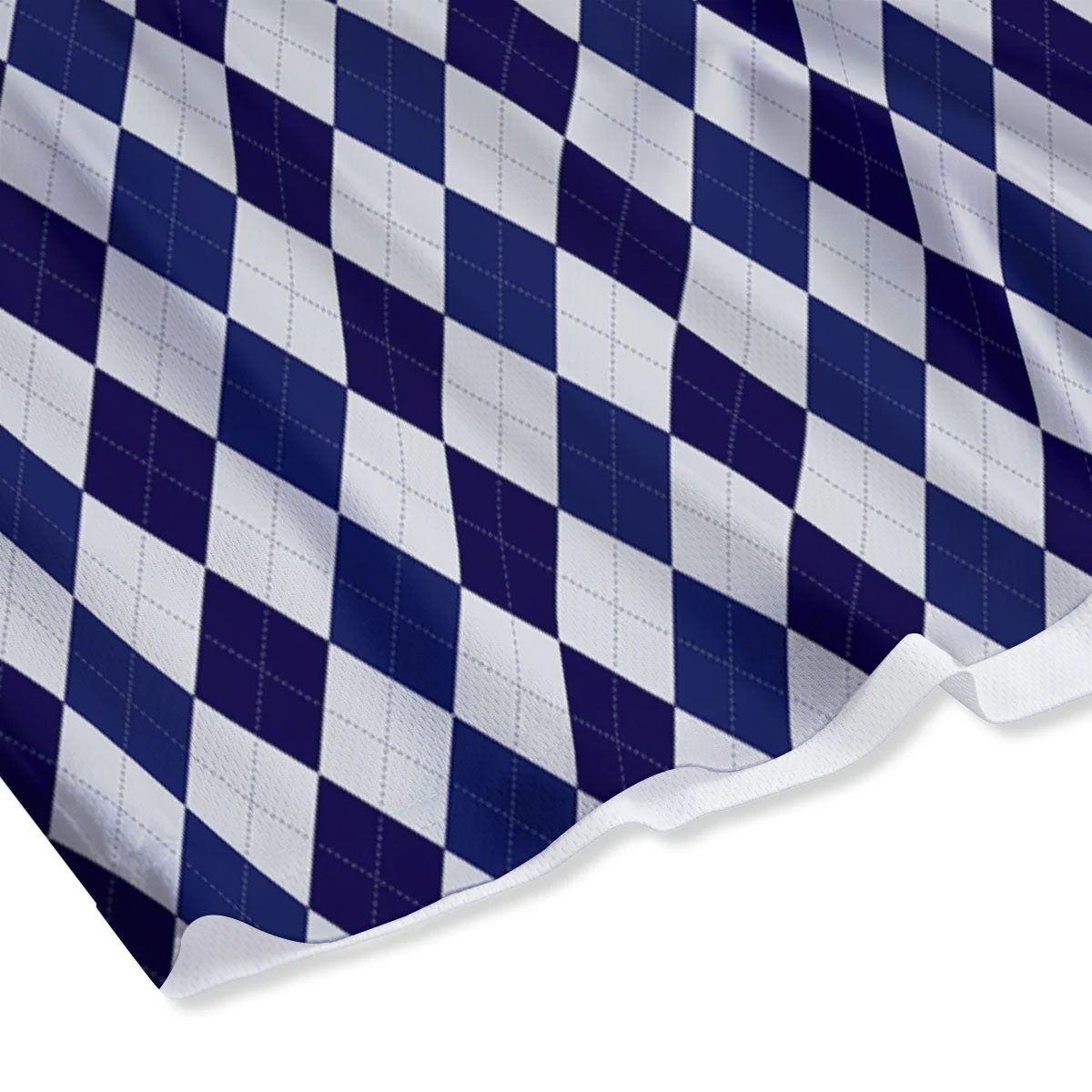 Blue And White Navy Argyle Print Pattern Mesh Shorts - Image 4
