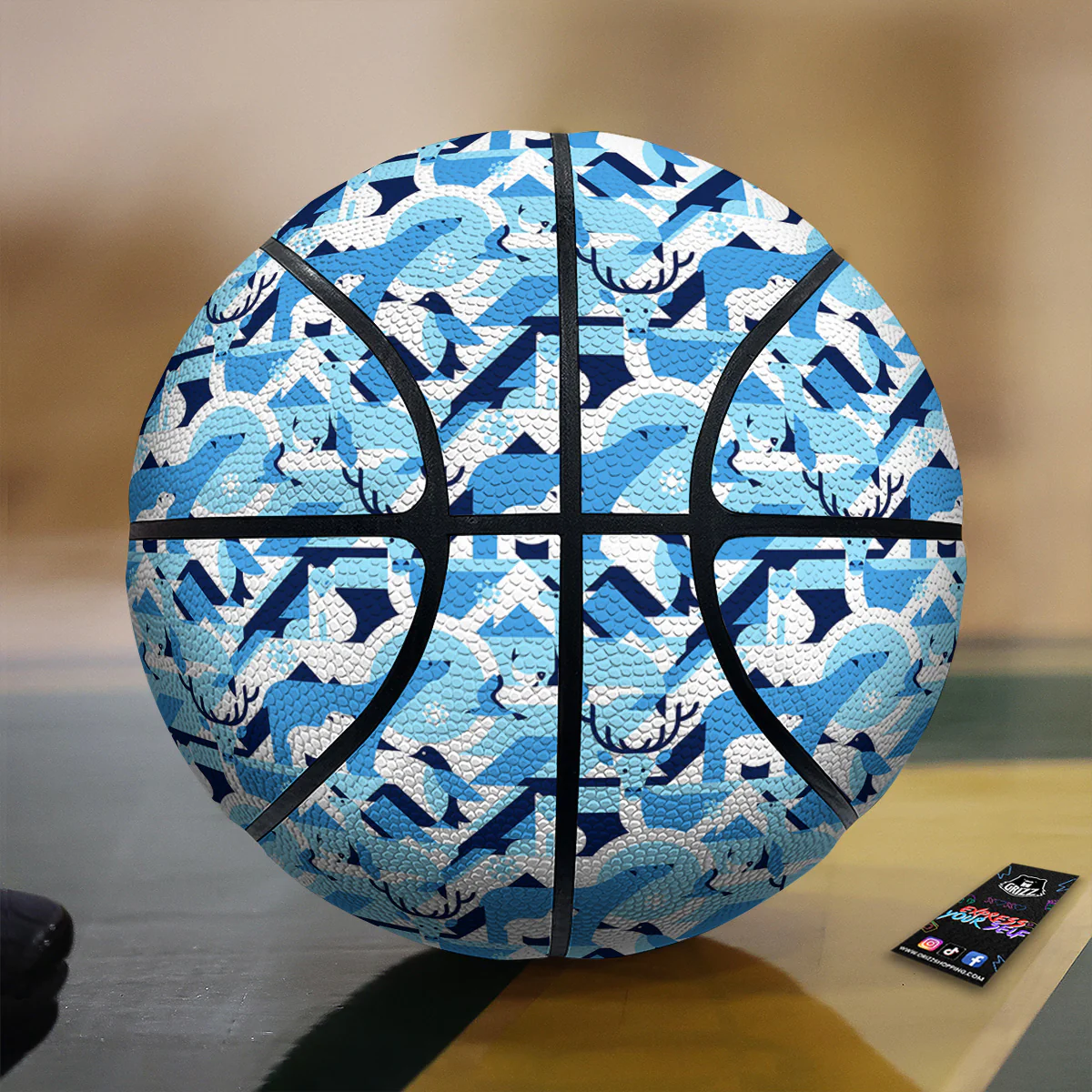 Blue Arctic Animals Print Pattern Basketball