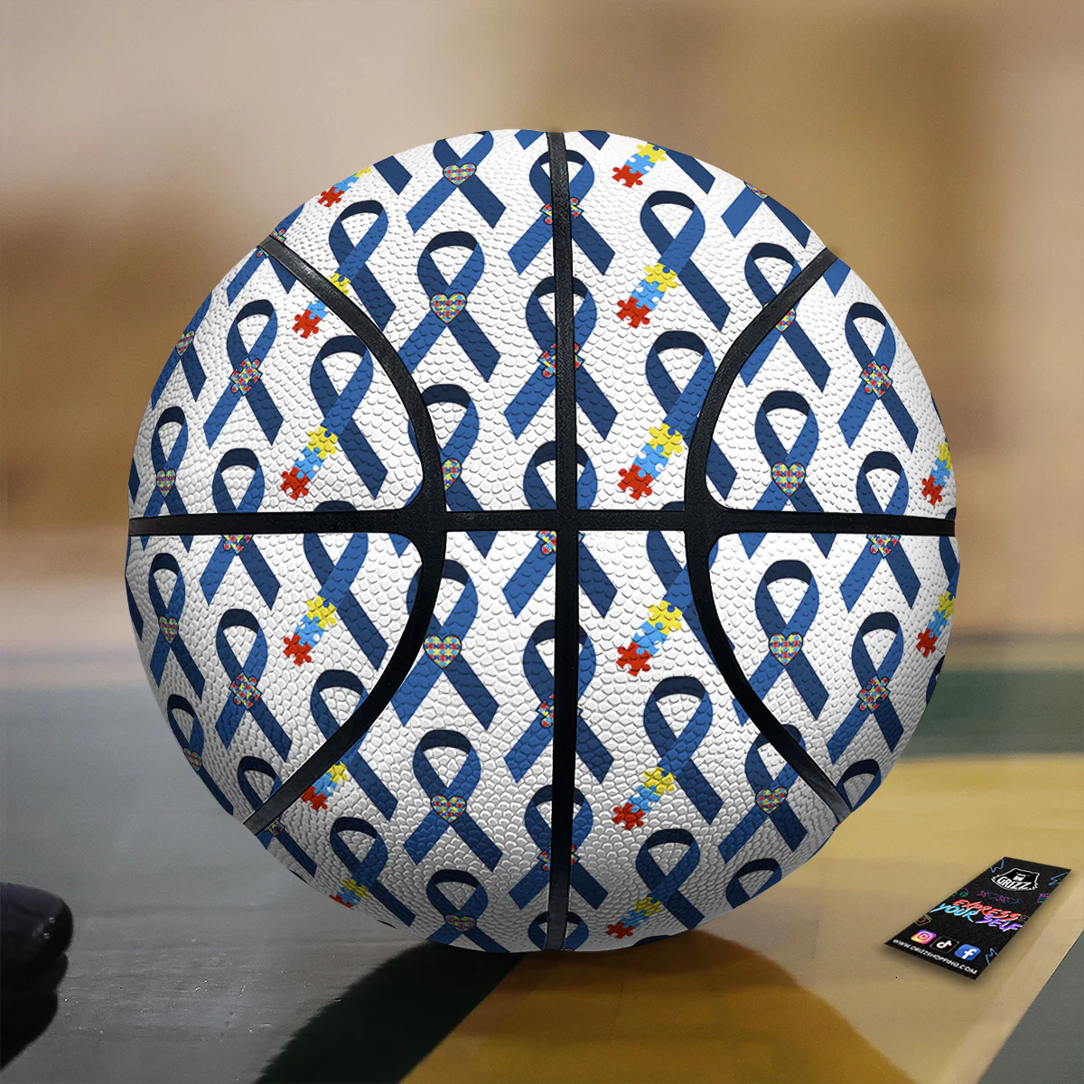Blue Autism Awarenes Print Pattern Basketball