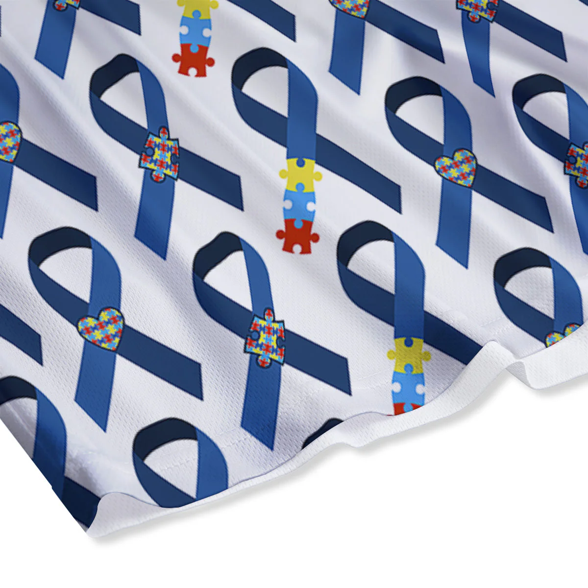 Blue Autism Awarenes Print Pattern Mesh Shorts - Image 4