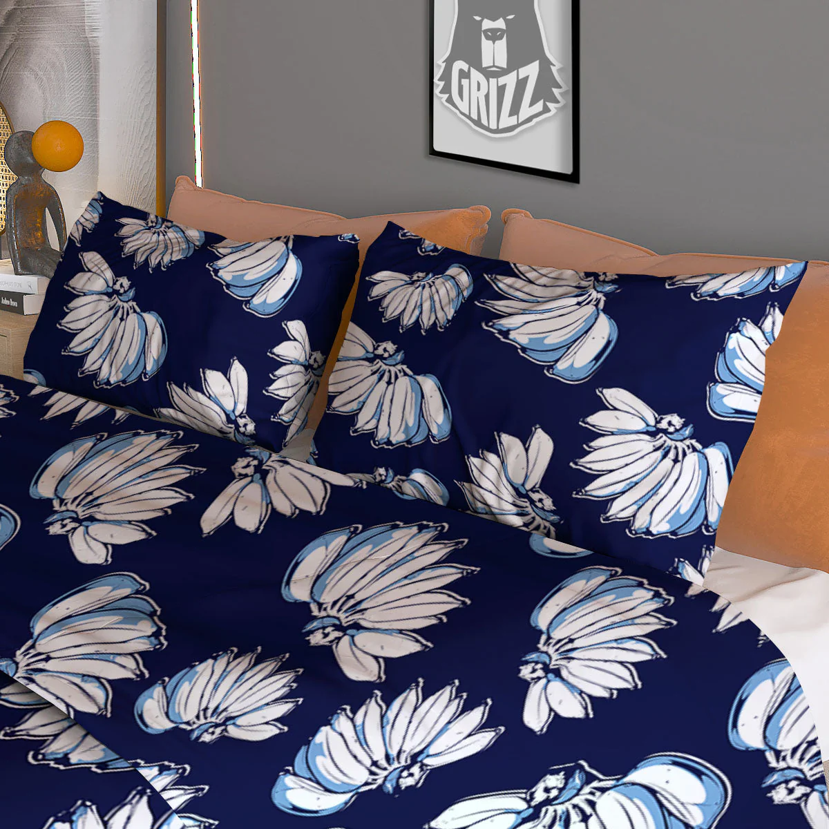 Blue Banana Retro Print Pattern Duvet Cover Bedding Set - Image 3