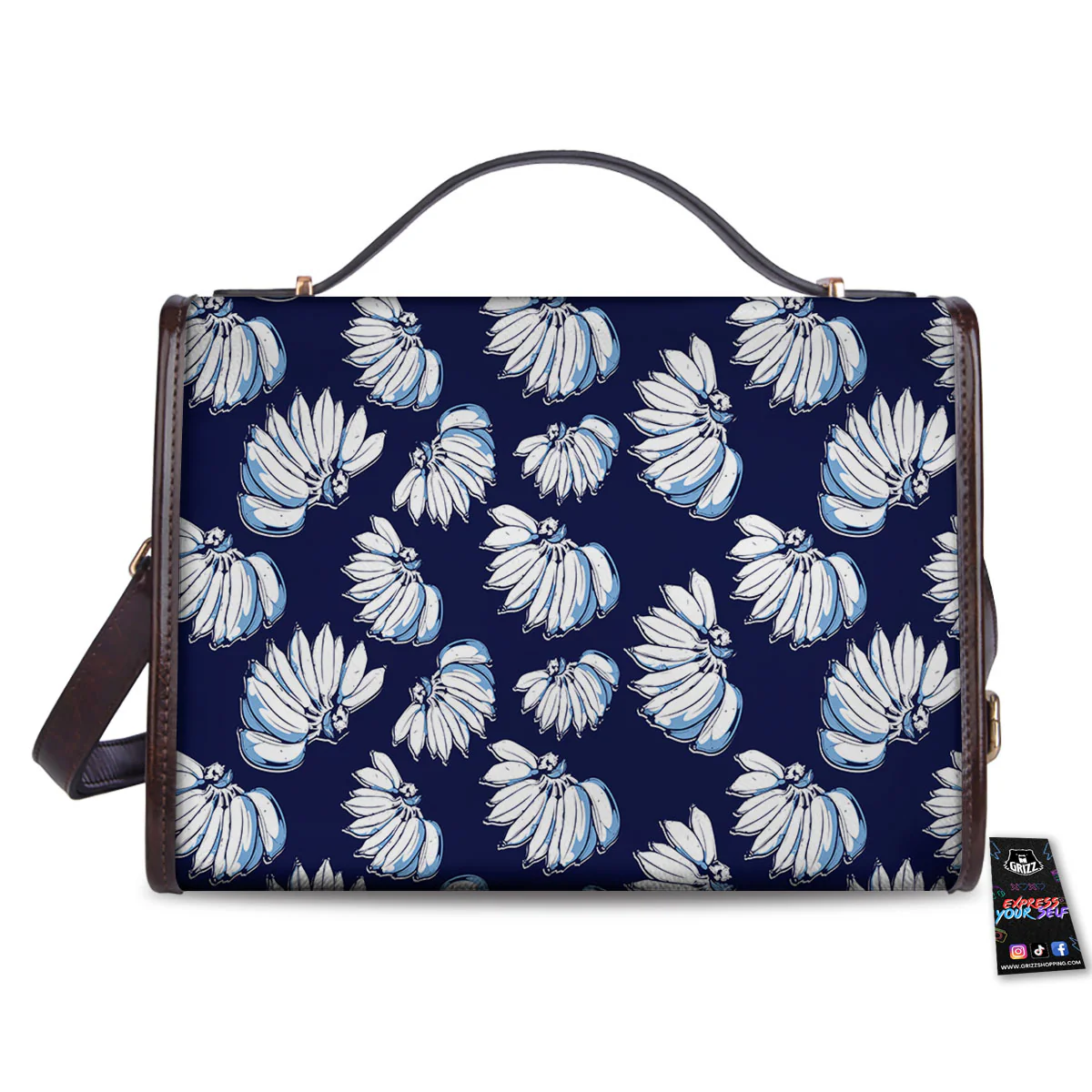 Blue Banana Retro Print Pattern Women's Satchel Bag - Image 2