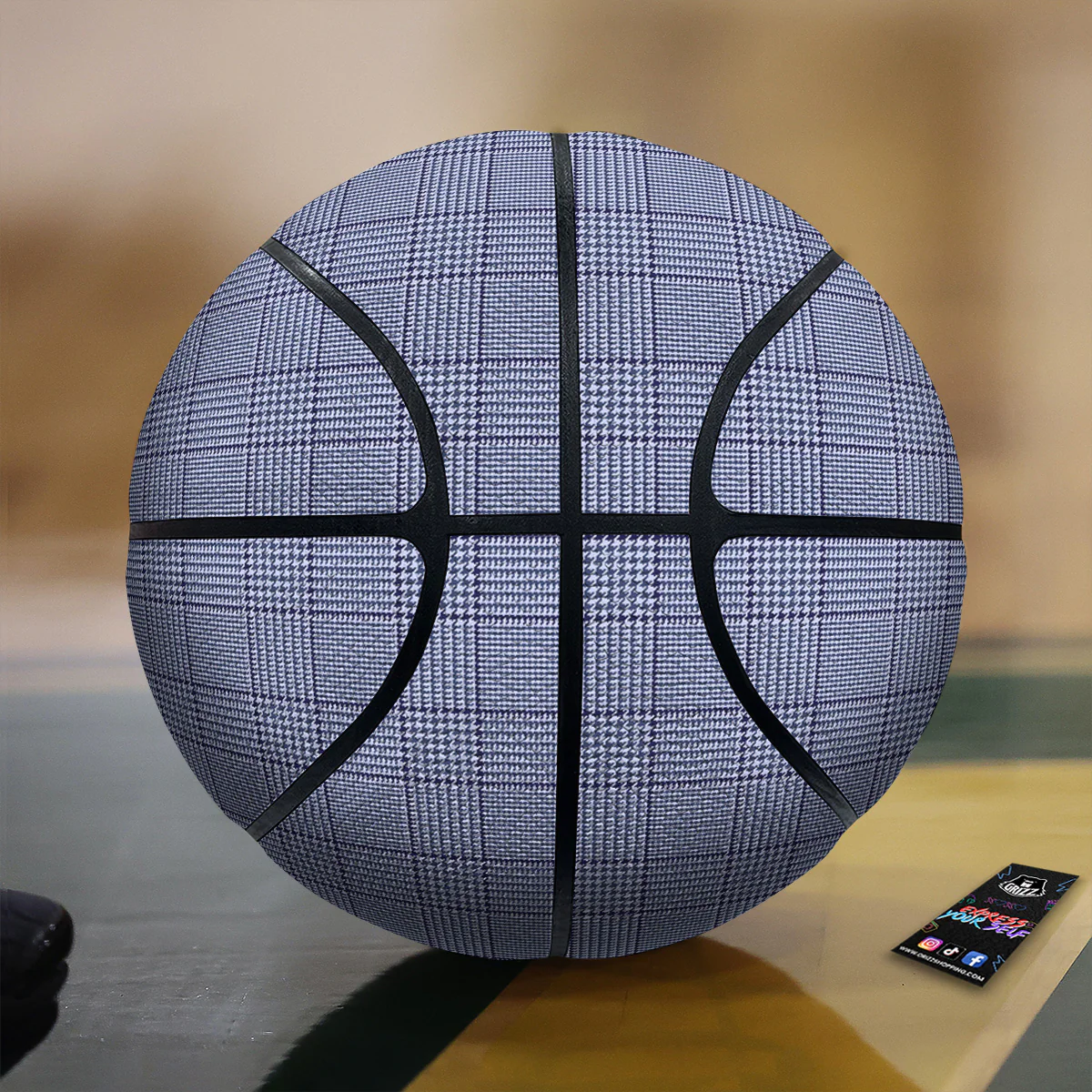 Blue Check Prince of Wales Print Basketball
