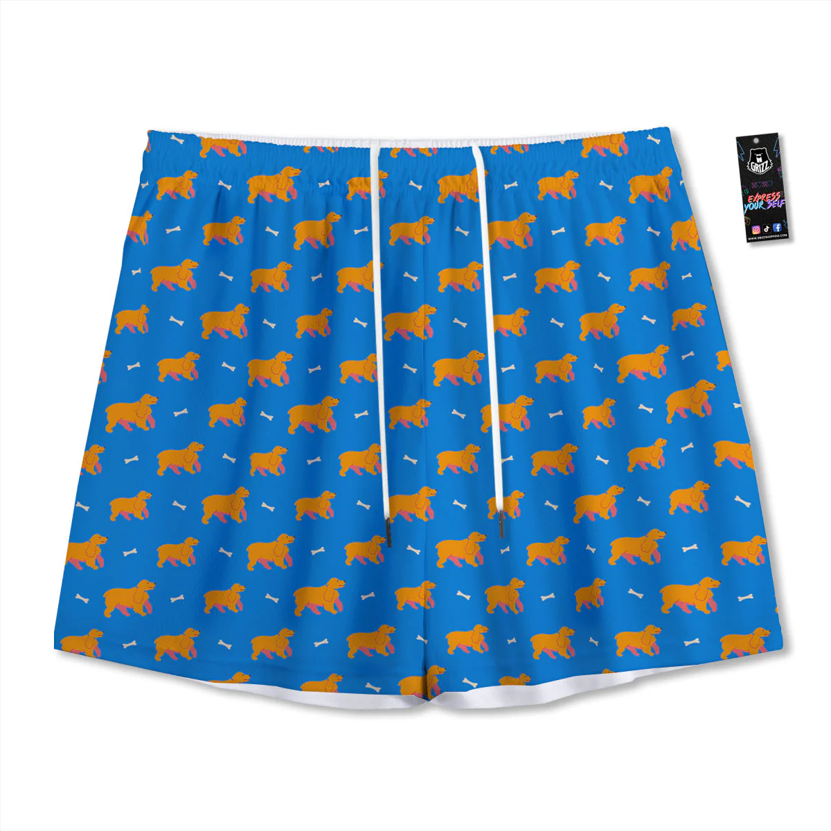 Blue Cocker spaniel Print Pattern Mesh Shorts