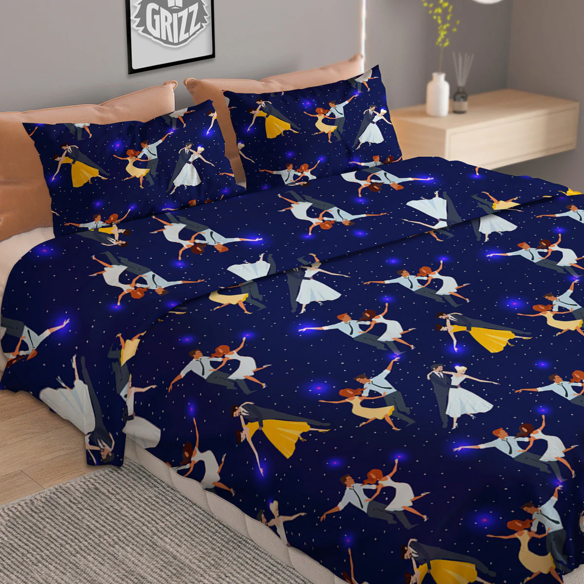 Blue Dancer Print Pattern Duvet Cover Bedding Set - Image 2