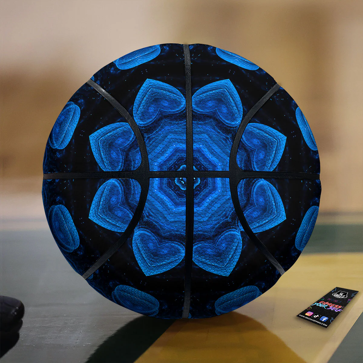 Blue Dark Kaleidoscope Print Basketball